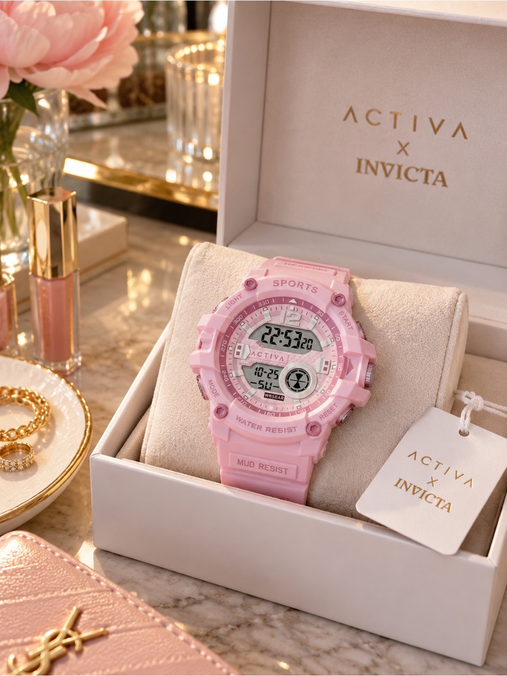 Activa x Invicta ACW533-008 Pink Digital Sport Watch 46mm NWT